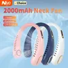 Portable Air Coolers New Mini Neck Fan Portable Bladeless Hanging Neck 2000mAh Rechargeable Air Cooler 3 Speed Mini Summer Sports Fans Y240422