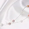ネックレスYikalaisi 925 Sterling Silver Chain Natural Pearl Chokers Necklaces女性用のジュエリー78mm真珠ネックレスアクセサリー