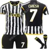 Soccer sets / survêtements Contuies 2324 Juventus Home Jersey Set No. 9 Hovic 22 Di Maria 10 Borgba 7 Chiesa