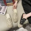 Slippers Fashion Summer Femme Rope Casual Lady Lace Mesh Elegant broder Flats Shoe