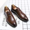 Casual Shoes Mens Dress Oxfords Business Office Pointed Black Brown Lace-Up Men's Formal Wedding Luxury British Gents