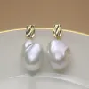 Boucles d'oreilles nouvelles boucles d'oreilles baroques 100% naturelles 100% naturelles éblouissantes en or et en argent sterling pourpre 925 cadeau féminin (1523 mm) perle