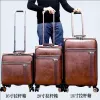Luggage Luggage Male 20 "vintage case 24" suitcase Leather business password suitcase Pull rod case Female 16
