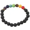 Bracelets de charme 7 Chakra Bracelet Bracelet Black Lava Perles Reiki Bouddha Prayer Stone Men and Women's's