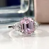 Cluster Rings Gica Gema 925 Sterling Silver Pink High Carbon Diamond för kvinnor glittrande bröllopsfest fin smycken grossist gåva