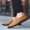 Casual Shoes Summer Nice Leather Men's Loafers Comfortable Breathable Non-slip Driving Black Large Size 37-44