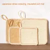 Table Mats 1PC Padding Heat Insulation Mat Pot Holder Placemat Pad Knitting Square Coasters Hanging Cotton Linen Hand-made