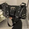 Kvinnor FI Ladies Bag Gothic Punk Bag Cool Style Trendy Rock Girls Handbag Y2K Rivet Chain For Travel Vacati Daily 04hn#