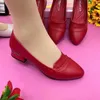 Dress Shoes Females PU Leather Low Heels Lady Non-Slip Chunky Heel For Family Friends Neighbors Gift