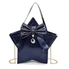 Evening Bags 2024 Korean Fashion Women's Handbags Bright Pearl Pendant Five-pointed Star Stereotyped Bow Tie Shoulder Messenger