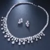 Colliers Emmaya Zircons High Quality White Gold Color Cumbic Zirconia Bridal Wedding Collier and Earge Brings Sets Party Gift