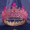 Smycken diezi barock huvudkläder green rose röd kristall tiara krona för kvinnor flickor bröllop prinsessan brud hårklänning parti tillbehör