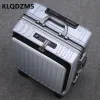 荷物klqdzms 20 "22" 24 "26インチ荷物新しいフロントオープニングアルミニウムフレームトロリーケースユニバーサルビジネスボックスローリングスーツケース