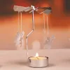 Candles Metal Spinning Tea Light Candle Holder Creative Rotating Candlestick Ornament Snowflake Deer Heart Christmas Trees Shape