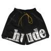 Rhude Shorts Męskie spodenki Designer Krótkie spodnie plażowe uliczne spodnie dresowe koszykówka Mężczyźni Limited Długość pływania Elastyczne talia Hip-Hop High Sport