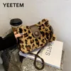 Shoulder Bags Boolar 2024 Winter Leopard Print Mao Underarm Bag Ins Online Celebrity Fashion Sunflower Plush