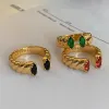 Bands Foxanry Non -Fading Gold Color Engagement Rings for Women Couples Trendy Elegant Sparkling Zircons Wedding Bride Jewelry Gifts