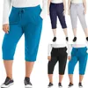 Pantalones de mujer capris para mujer talla grande sortillo de corte elástico pantalones pantalones y pantalones deportivos Y240422