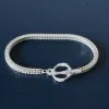 Strands 925 Sterling Silver Bracelet Square Fox Tail Chain Bangle for Women and Men, Length Includes Clasp