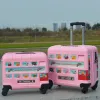 Carry-Ons Cartoon Children Rolling Luggage Spinner London bus Car 16 Inch Boarding Box Student Travel Bag Boys Kid Suitcase