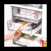 Storage Bottles Fridge Drawer Organizer Pull Stackable Bins For Refrigerator Double-Layer Organization Container Box Green Lid