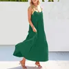 Sukienki swobodne letnie kobiety boho spaghetti sukienka luźna plisowana maxi długa wielowarstwowa moda wakacje na plaży Sundress 2024