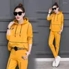 Women's Two Piece Pants Spring And Autumn Sweater Suit Fashion Two-piece Large Size Long-sleeved Hooded Student Casual Sportswear