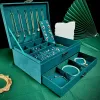 Colliers Boîte de stockage de bijoux à double couche Ménage de grande capacité de grande capacité bijoux expositif Boucles d'oreilles Colliers Boîtes à bijoux