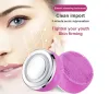 Scrubbers 2 In 1 LED Light Therapy Silicone Heating Face Cleanser Massage Sonic Facial Cleansing Brush Massager Waterproof