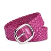 Taille -kettingbanden Zomer Koreaanse versie Laan Lakte Japanse knop PU PU Decoratieve kledingriem Lady Sweet Princess Candy Color Woven Belt Y240422