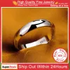 Band S925 Stamped White Gold Color Tibetan Silver Ring Simple 4mm Stanless Steel Rings for Men Women Par Gift Smycken Tillbehör