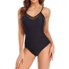 New Women's Conservative Swimwear Sexy Mesh Solid Color Swimwear One Piece Swimwear