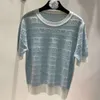 Summer New Round Neck Stripe Love Letter Jacquard Beautiful Loose Short Sleeved Sweater Knitted Top For Women
