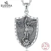 Kettingen Eudora 925 Sterling Silver Saint Michael Aartsengel ketting voor mannen Vrouwen handgemaakte kruis christelijke hanger religieuze sieraden