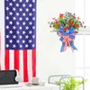 Fleurs décoratives 4 juillet Patriotique Wreath Memorial Day Pride Garland Red Blanc Blue Panier Blue pour la porte Indépendance Decor Supplies