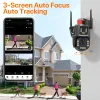 Kameror 6K HD WiFi IP Camera 8x Zoom Five Lens PTZ Camera Outdoor Three Screen Auto Tracking Outdoor Video Surveillance Camera IPC360