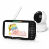 Камера 5 -дюймовый HD Baby Monitor с 30 -часовой батареей Pantiltzoom Видео монитор детского монитора с камерой и аудио -ночным видением, Vox, 2way Talk,