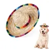 Dog Apparel 5Pcs Mexican Straw Hats Wear-resistant Sun Hat Lightweight Pet Caps