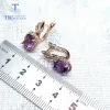 Küpe TBJ, Doğal Afrika AMETHYST TEŞİ TEŞEKKÜRÜ KULLANICI KULLANIM 925 STERLING Gümüş Sarı Altın Renk Parlak Hediye Kadınlar için