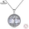 Eudora 925 Sterling Silver Tree of Life Pendant Tree Leaf Goddess Mother of Pearl Necklace Vintage Jewelry with Box D475MB 240412