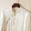 Ubranie etniczne 2024 Spring Ulepszony chiński styl w stylu Vintage Button z długim rękawem Cheongsam Top Women Eleganckie retro Qipao W369