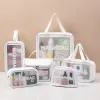 バッグPU女性旅行収納バッグ化粧品バッグメイクアップバッグ旅行オーガナイザーバッグ防水洗浄剤バッグ透明な化粧品ケース
