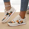 Casual Shoes Sports For Women Thick Sole Leopard Pattern Lace Up Sneaker Large Size Low Top Running Zapatillas