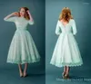 Party Dresses 1920s' Vintage Lace Prom Length Half Sleeves Mint Green Plus Size Backless Evening Graduation Dress
