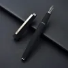 Stylos 517d Hongdian Matte Black Metal Fountain Pen Titanium Black Ef / F / Bent Nib Excellent cadeau d'écriture pour Business Office