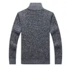 Herrenjacken Männer Stricker Pullover Strickjacken Mantel gemütlich Winter Patchwork dickes warmes gepolstertes Plüsch -Standkragen