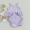 Zestawy odzieży Focusnorm 3 kolory niemowlę dzieci letnie ubrania 0-3y solidne rękawie cami topy warstwy szorty marszone