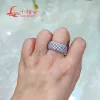 Ringar 10mm ihåligt ut babysbreath ring Eternity Band Sterling 925 Silver Hip Hop Moissanite Ring Men Women Diamonds Manliga smycken