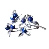 Jewelry Real 925 Sterling Silver Jewelry Natural Lapis Lazuli Blueberry Brooch For Women Original Design High Quality Suit Accessories