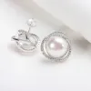 Örhängen 925 Sterling Silver Natural Freshwater Pearl Earrings Women's Short Earrings Premium New Style HBB129